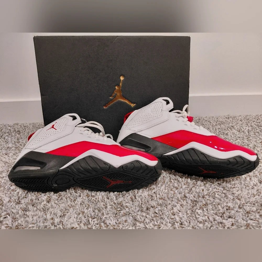 Jordan Red and White High-Top Sneakers